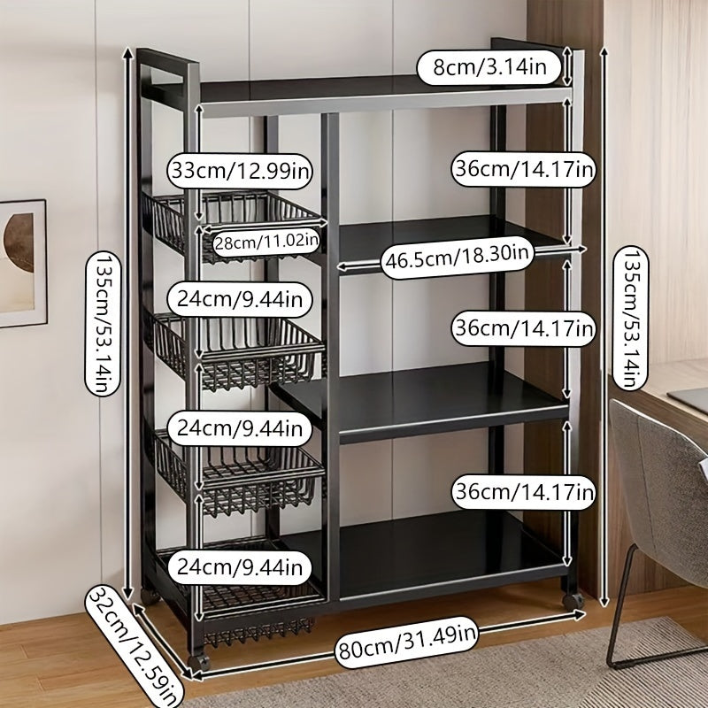 可移动万向轮厨房置物架