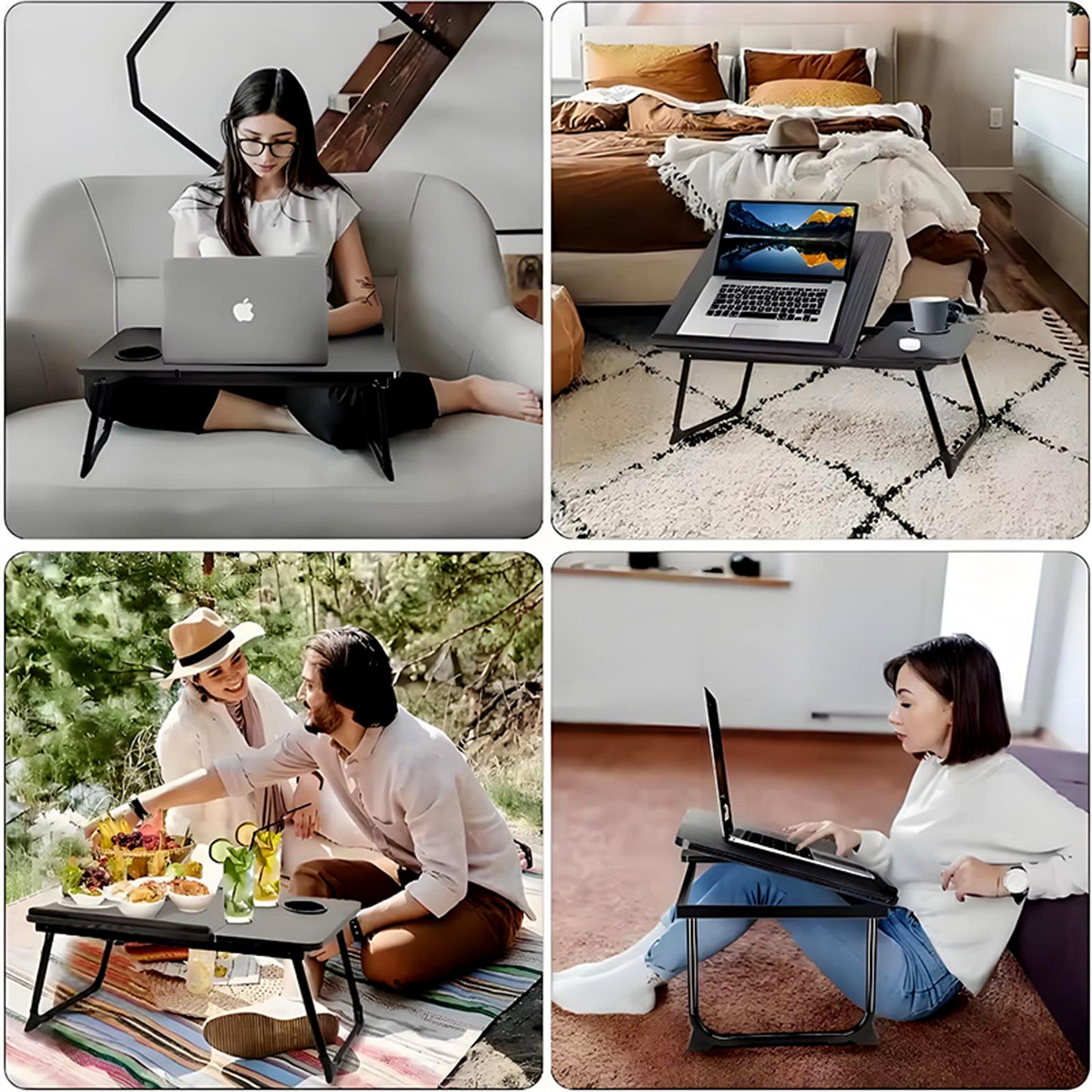 KRKZ Adjustable Laptop Desk, Foldable Computer Table for Home Office, No Assembly Needed, Ergonomic Design, 21.45" x 9.75" x 12.48"