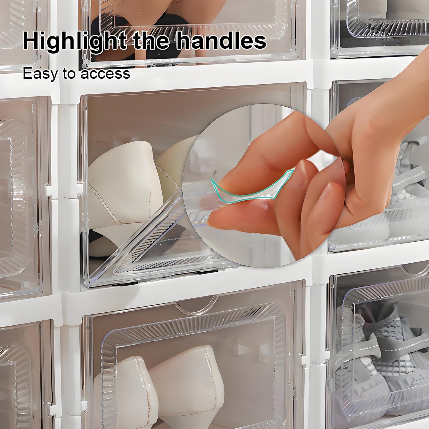 KRKZ Classics 9-Pack Plastic Shoe Storage Boxes – Clear Stackable Organizers for Sneakers, Foldable & Dust-Proof Design, Fits High-Top Shoes, White