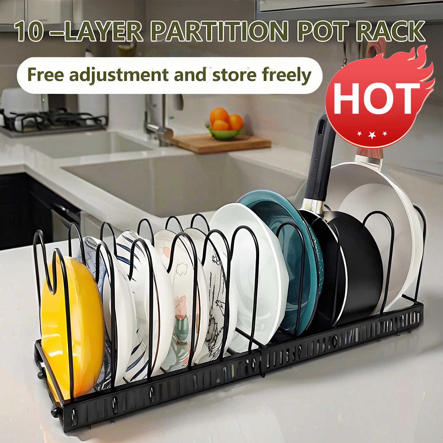 KRKZ Adjustable Dish Rack - Stainless Steel w/Drain Tray, Black 22.8"x7.1"x7.1"