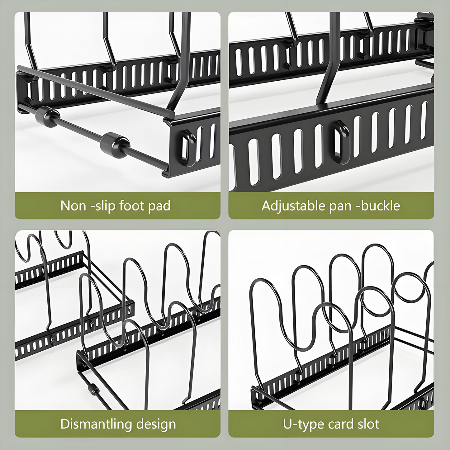 KRKZ Adjustable Dish Rack - Stainless Steel w/Drain Tray, Black 22.8"x7.1"x7.1"