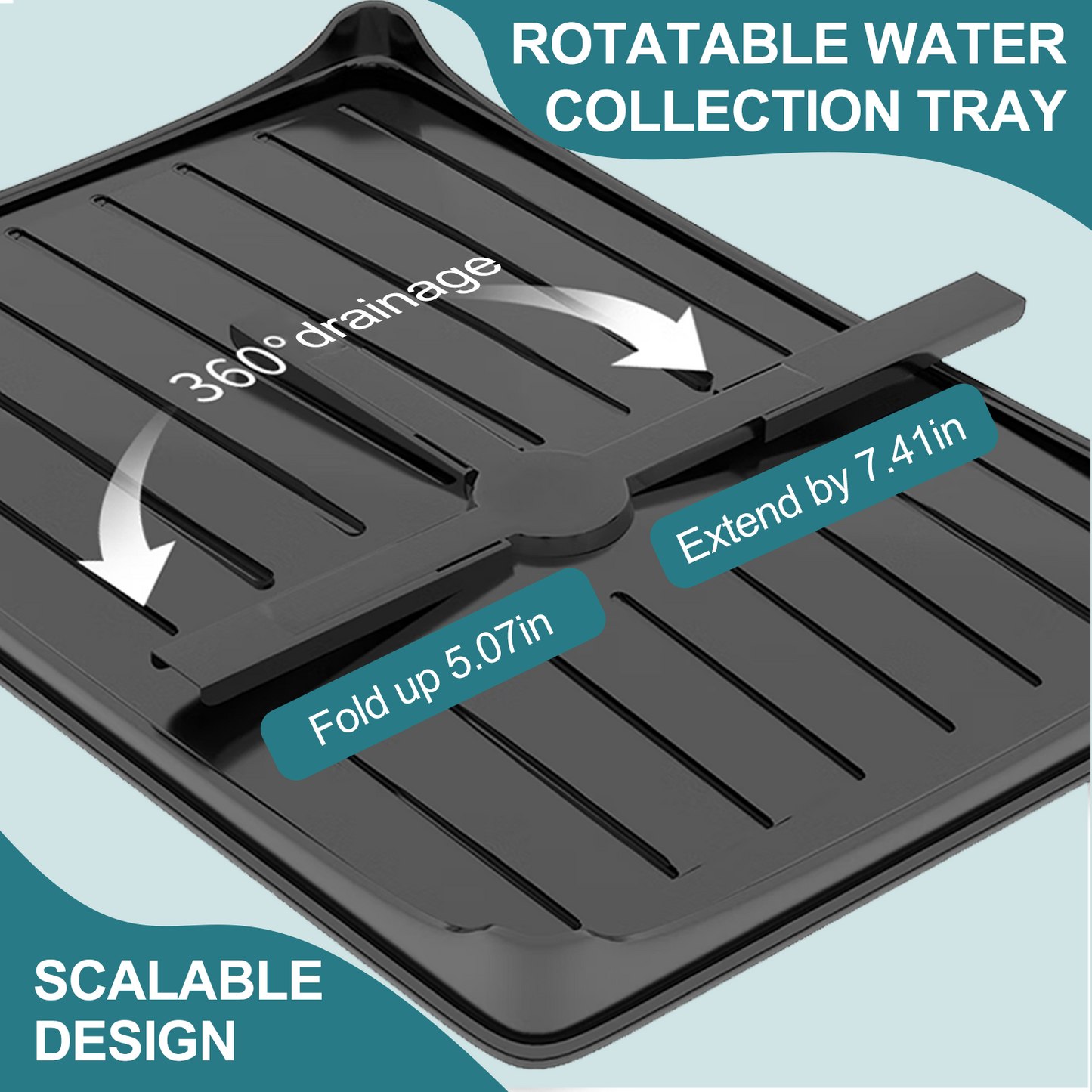 KRKZ Home Kitchen 2-Tier Stainless Steel Foldable Dish Racks ,18.9"x12.2"x11.8"in, Black