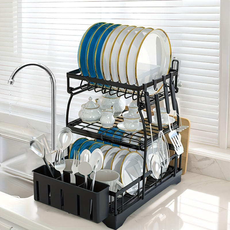 厨房多功能大容量3层碗碟沥水架