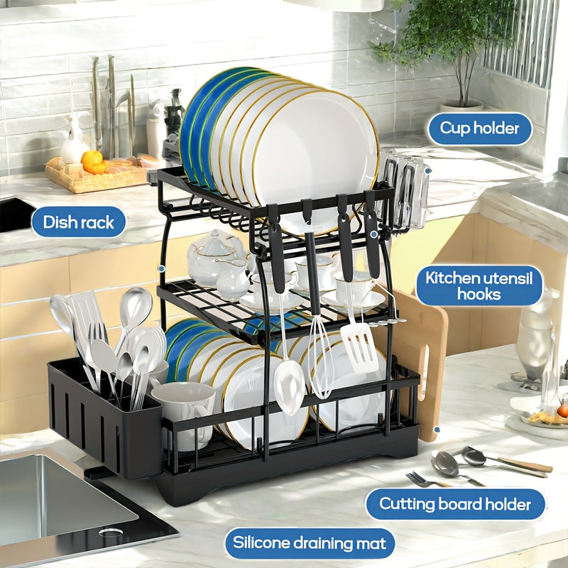 厨房多功能大容量3层碗碟沥水架